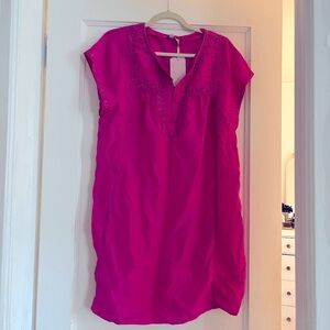 Calypso St Barth 100% silk fuschia beaded mini dress M NWT